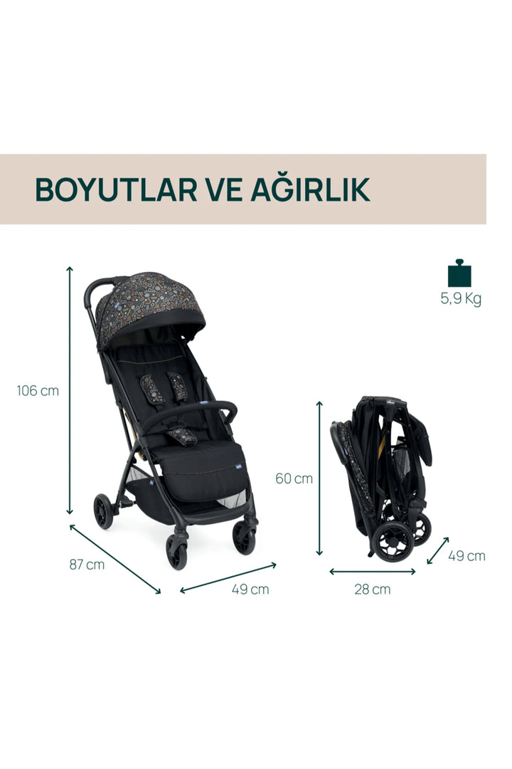 Chicco Glee Bebek Arabası Playful Black