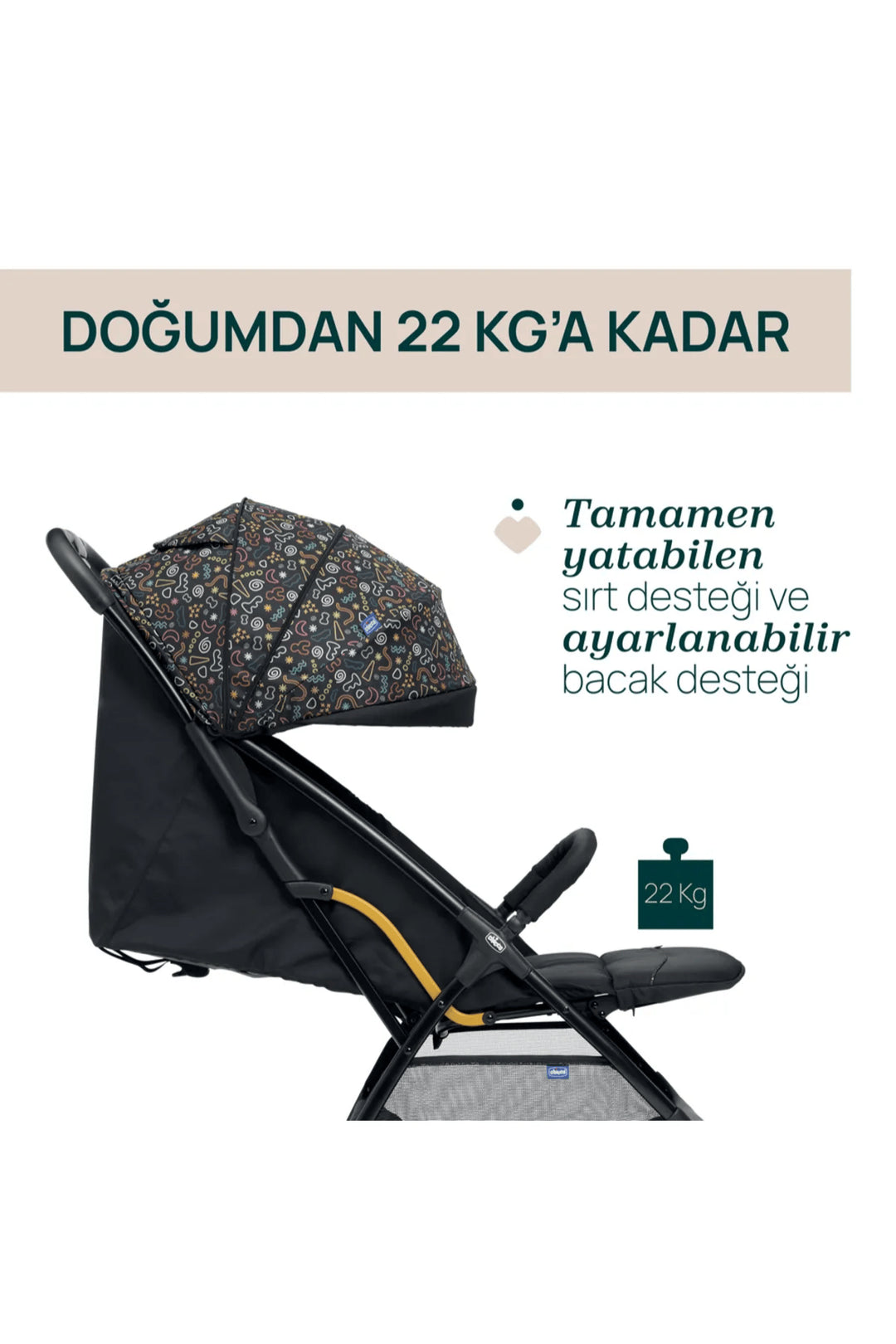 Chicco Glee Bebek Arabası Playful Black