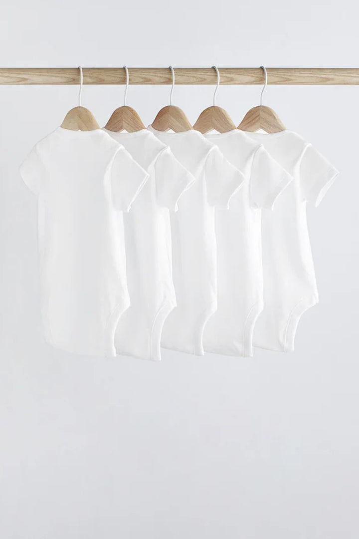 5'li Kısa Kollu % 100 Pamuk Ribs Kumaş Basic Kız ve Erkek Bebek Body