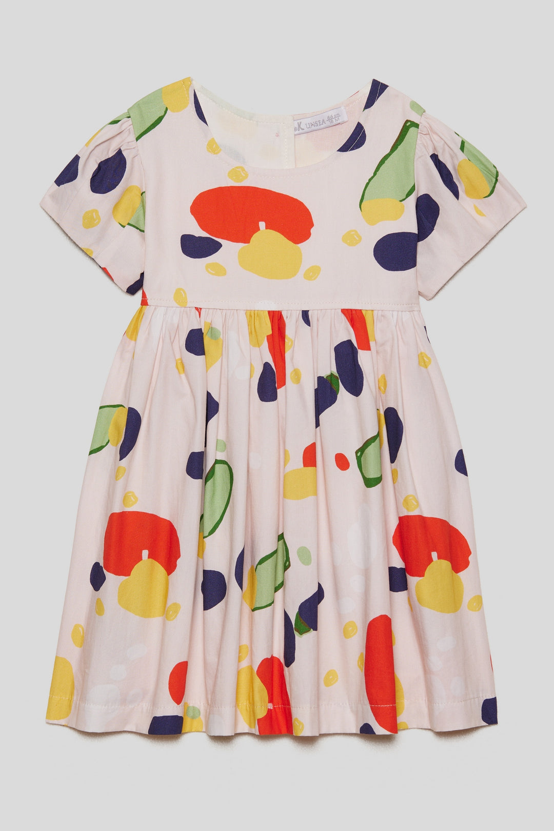 Renkli Desenli Pamuklu Rahat Kesim Günlük Kız Çocuk Elbise
