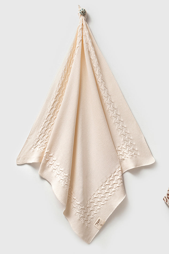 Nipperland 80*90 cm Dokulu Triko Pamuklu  Örgü Leopar Desenli ve Dantelli Bebek Battaniye