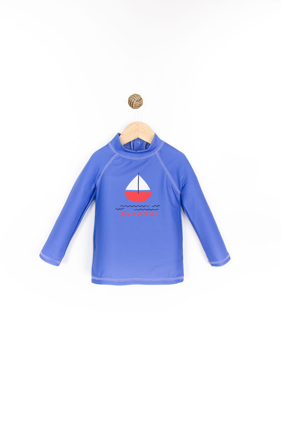 Uzun Kollu Yelkenli Desenli Bisiklet Yaka Yazlık Yumuşak Deniz ve Havuz Erkek Bebek Mayo