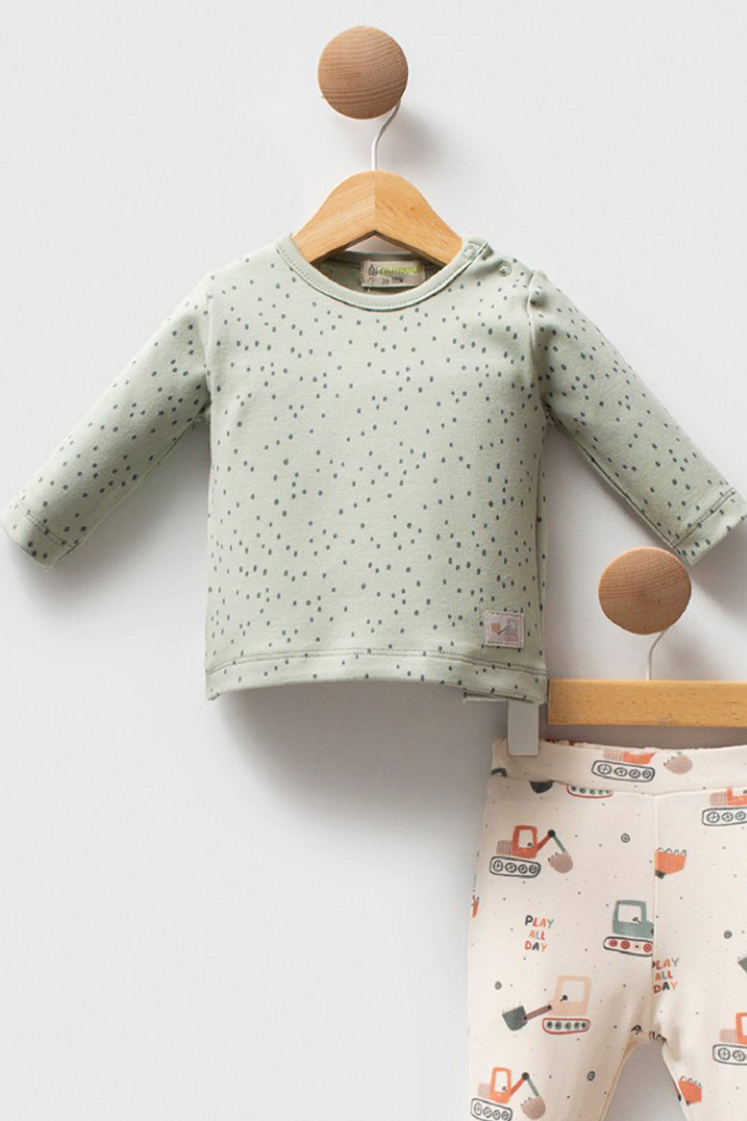 Uzun Kollu Üst ve Patikli Alt Pamuklu Nokta Desenli Soft Touch 2’li Erkek Bebek Takım