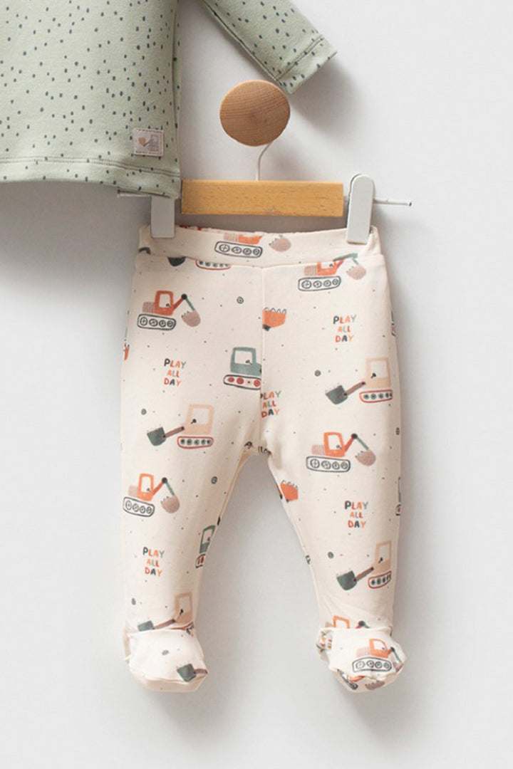 Uzun Kollu Üst ve Patikli Alt Pamuklu Nokta Desenli Soft Touch 2’li Erkek Bebek Takım