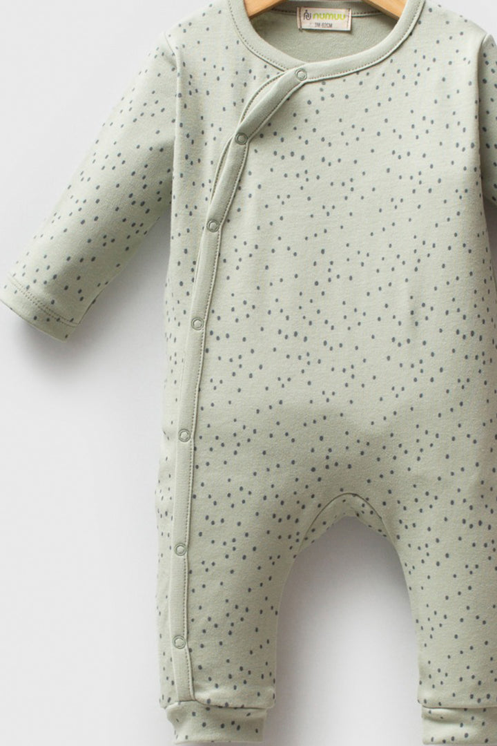 Uzun Kollu Pamuklu Yan Düğmeli Patiksiz Yumuşak Desenli Rahat Kalıp Erkek Bebek Tulum