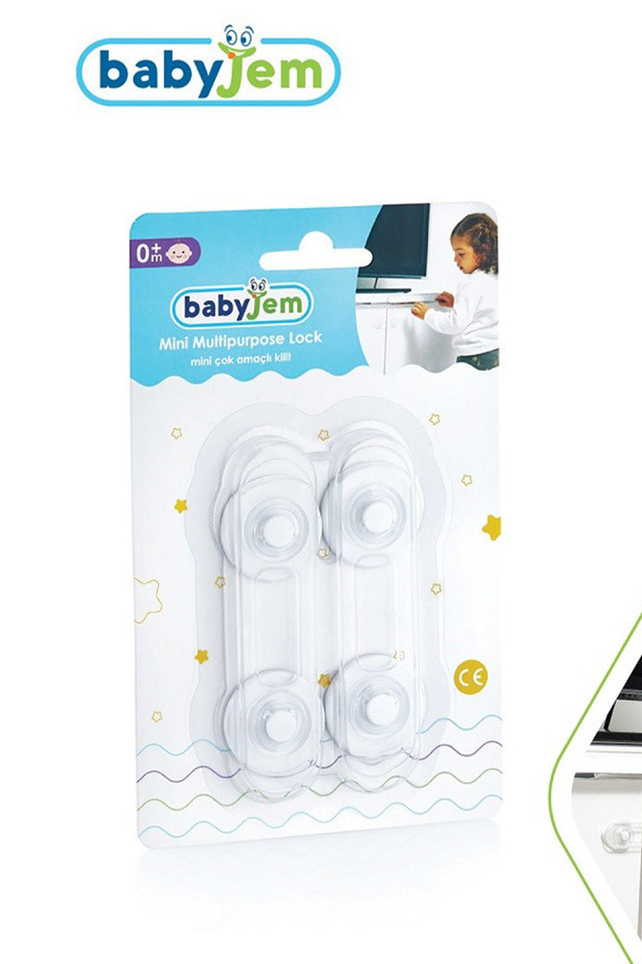 Babyjem Mini Çok Amaçlı Şeffaf  2li Set 0+ Ay Bebek Güvenlik Dolap ve Çekmece Kilidi