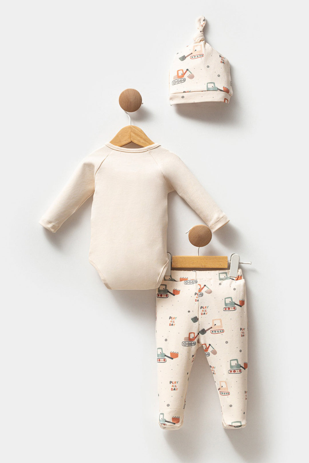 Yandan Çıtçıtlı Body Desenli Alt ve Şapka Pamuklu Günlük 3lü Patikli Erkek Bebek Takım