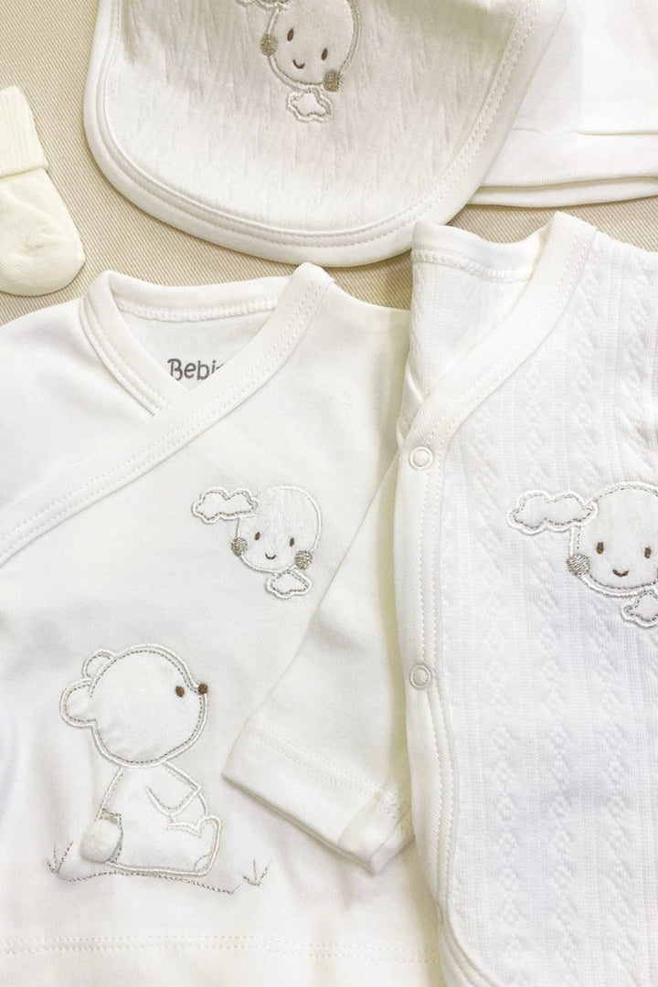 Ponponlu Sevimli Ayıcık Desenli Yenidoğan 10'lu Hastane Çıkışı Seti