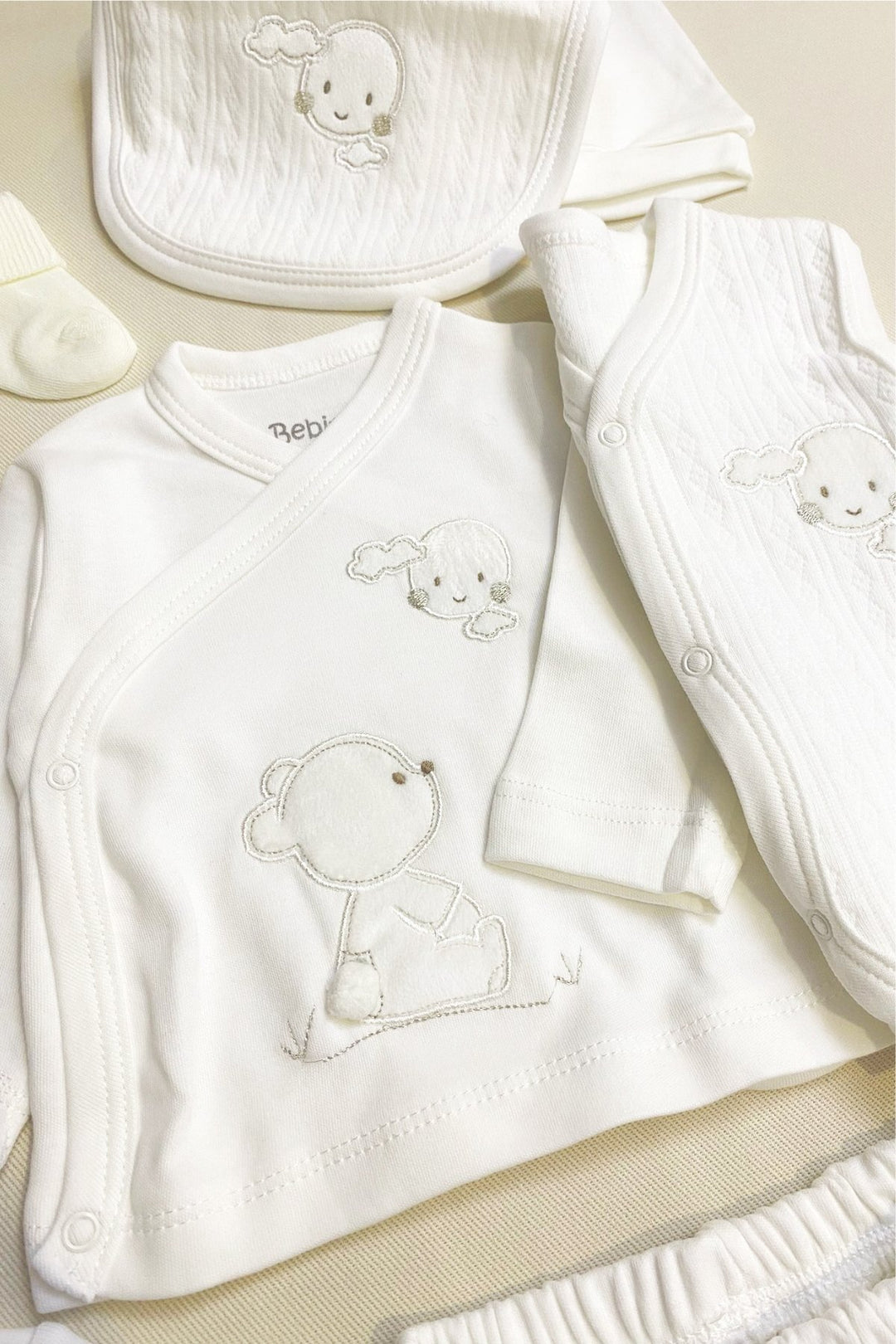 Ponponlu Sevimli Ayıcık Desenli Yenidoğan 10'lu Hastane Çıkışı Seti