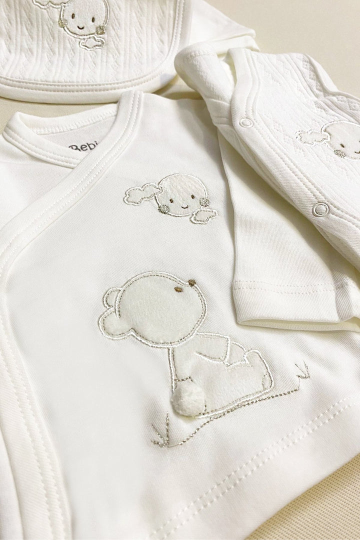 Ponponlu Sevimli Ayıcık Desenli Yenidoğan 10'lu Hastane Çıkışı Seti