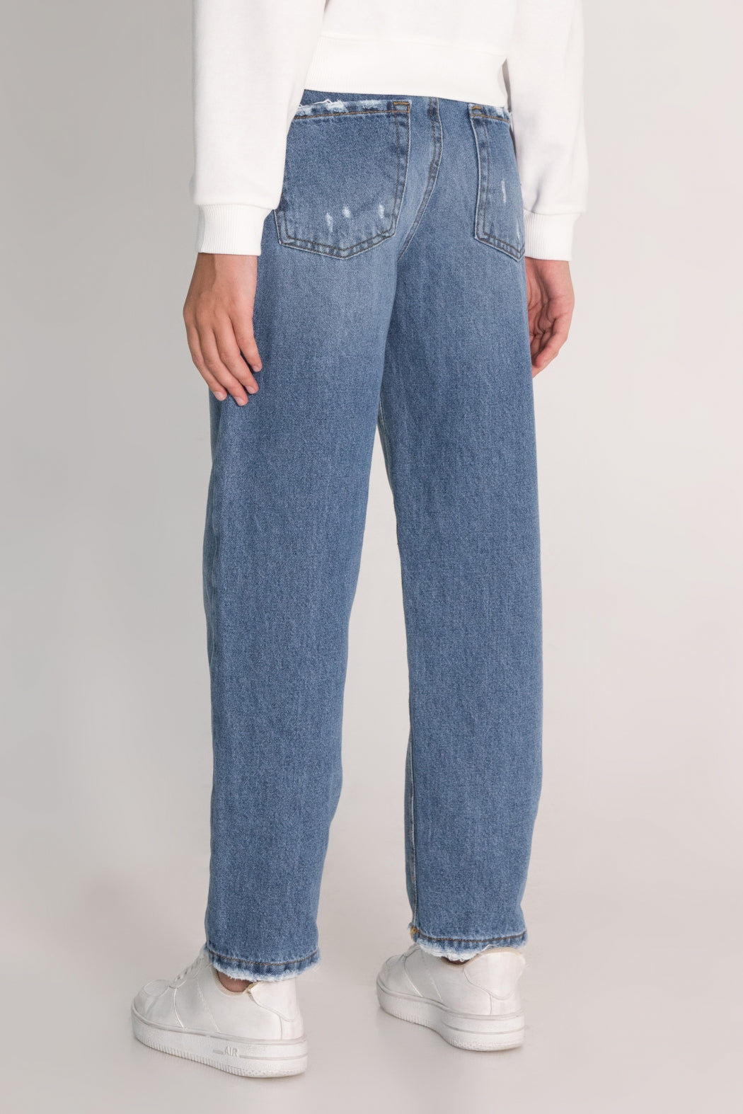 Yüksek Bel Straight Fit Düz Paça Jean Kız Çocuk Kot Pantolon