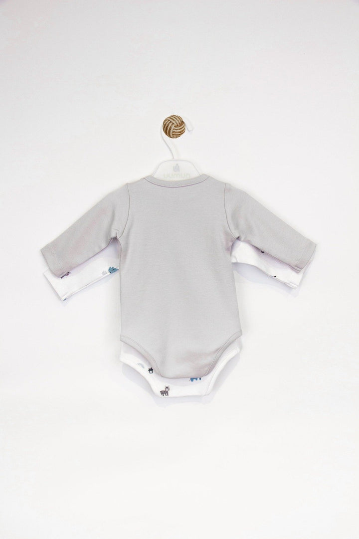 Sevimli Animal Desenli 2'li Uzun Kol Erkek Bebek Body Set