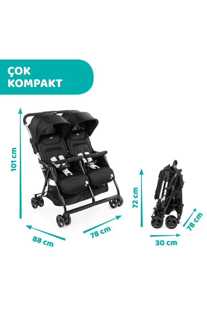Chicco OHlala Twin İkiz Bebek Arabası Silver Cat