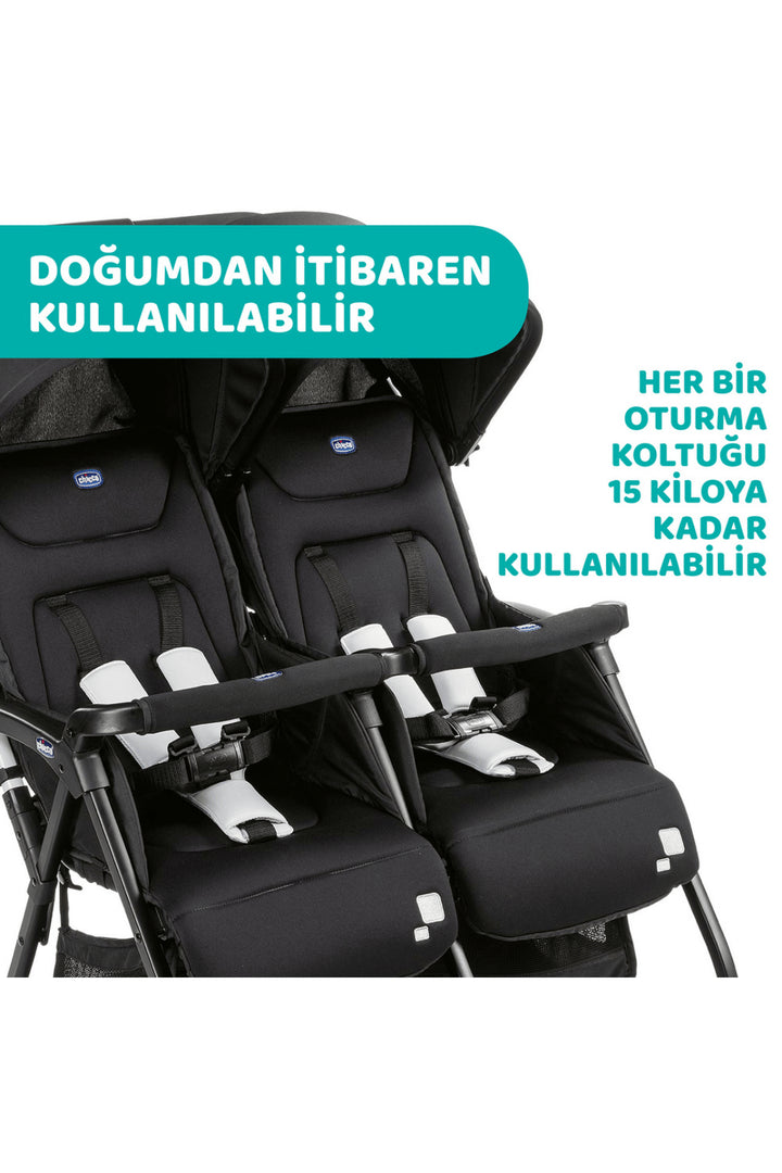Chicco OHlala Twin İkiz Bebek Arabası Silver Cat