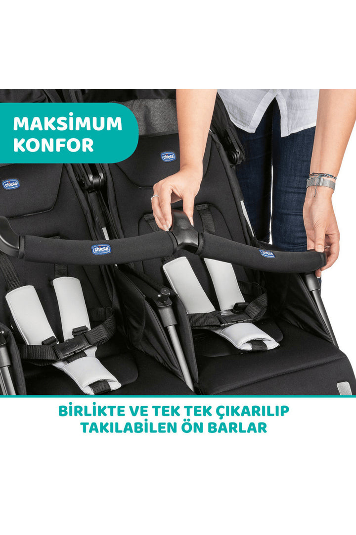 Chicco OHlala Twin İkiz Bebek Arabası Silver Cat