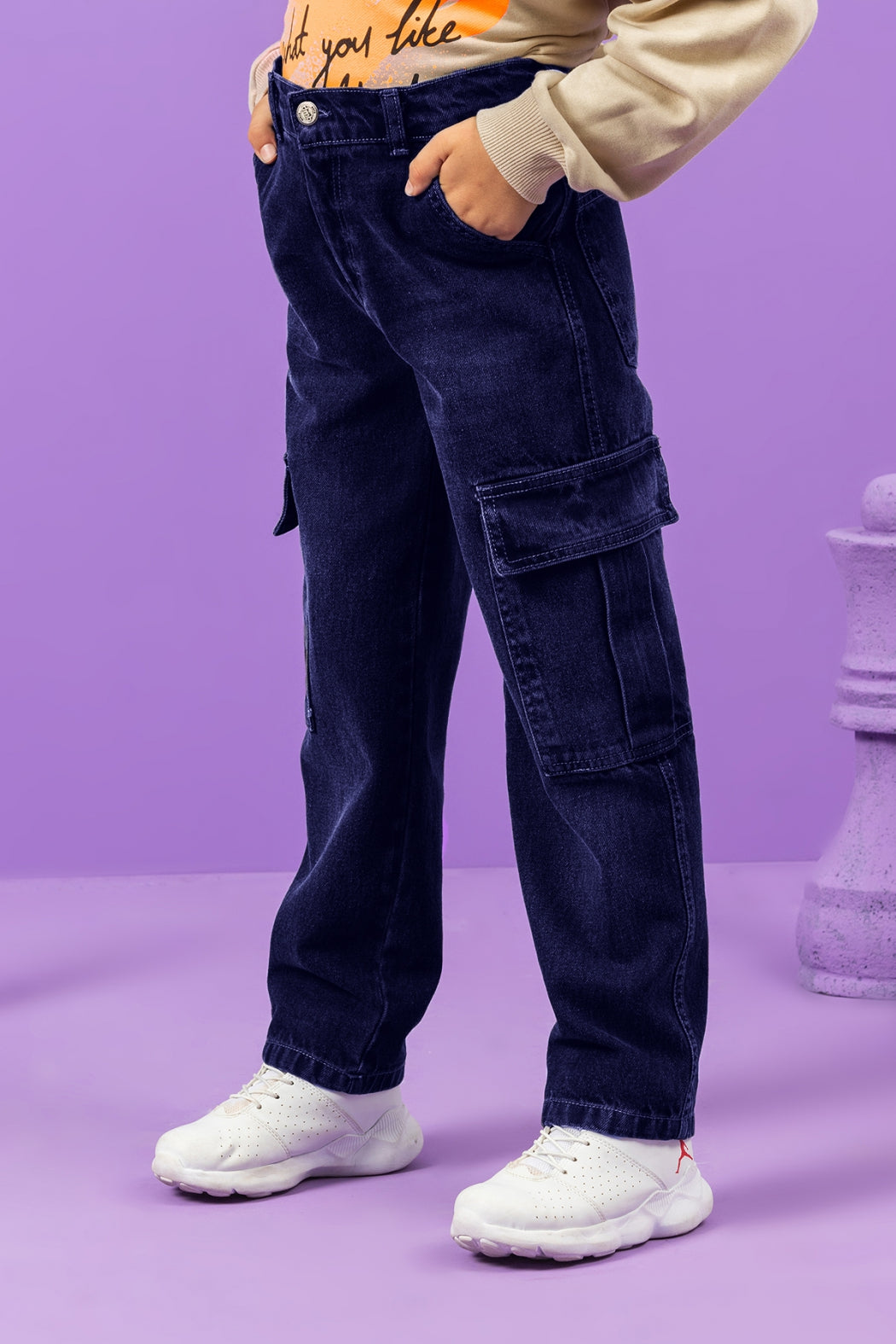 Erkek Çocuk Kargo Cepli Denim Pantolon