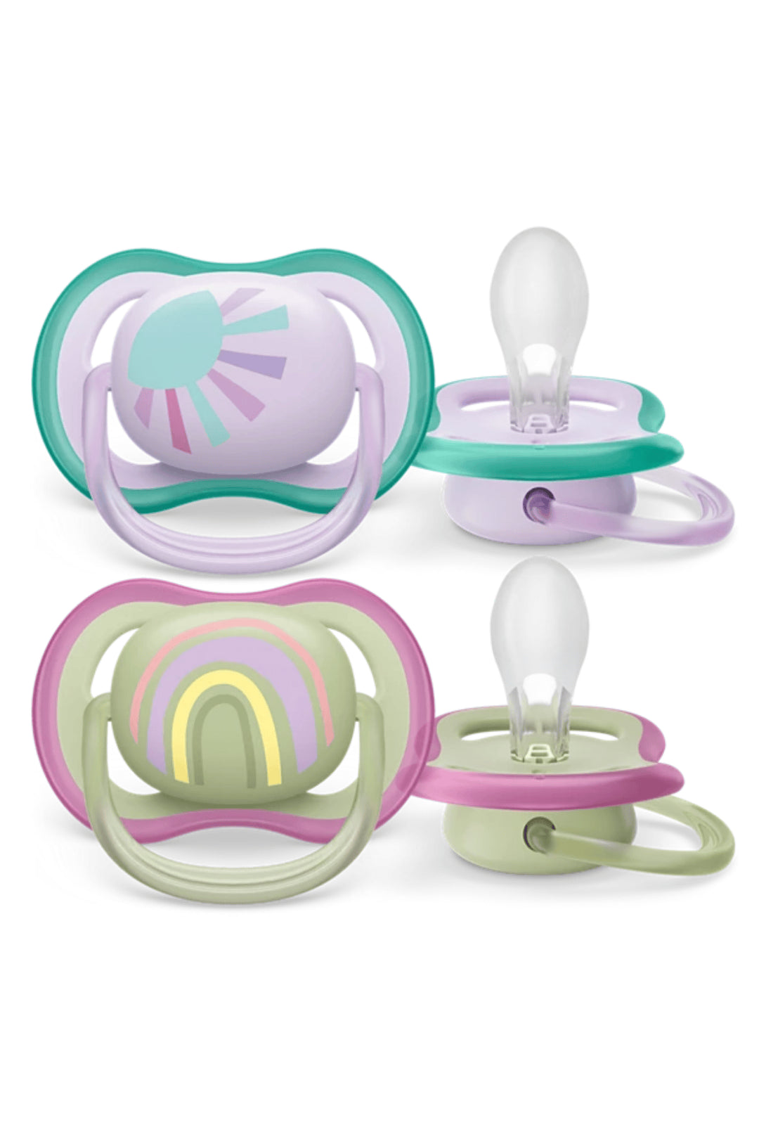 Philips Avent Ultra Air Gökkuşağı ve Güneş Desenli Emzik 0-6 Ay (2'li Paket)
