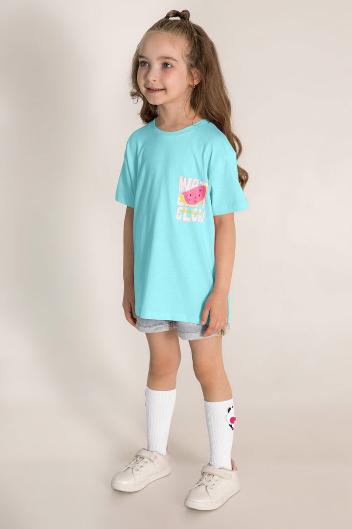 Renkli Baskılı Kısa Kollu Desenli Pamuklu Günlük Rahat Kız Çocuk T-shirt