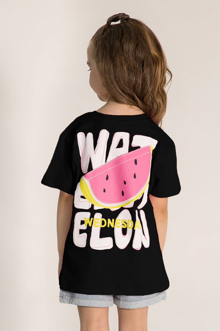 Renkli Baskılı Kısa Kollu Desenli Pamuklu Günlük Rahat Kız Çocuk T-shirt