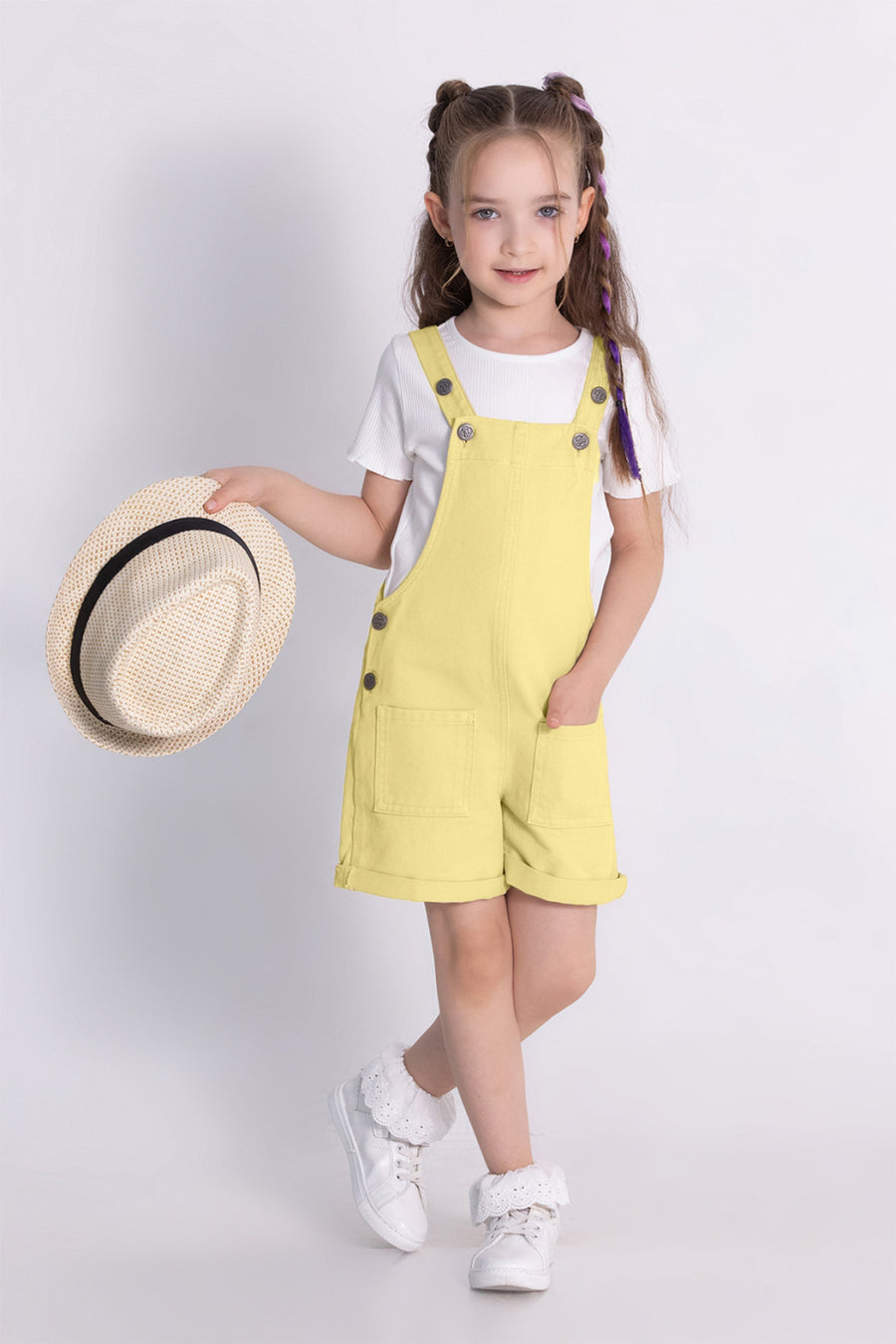 Kız Gabardin Şortlu Tulum