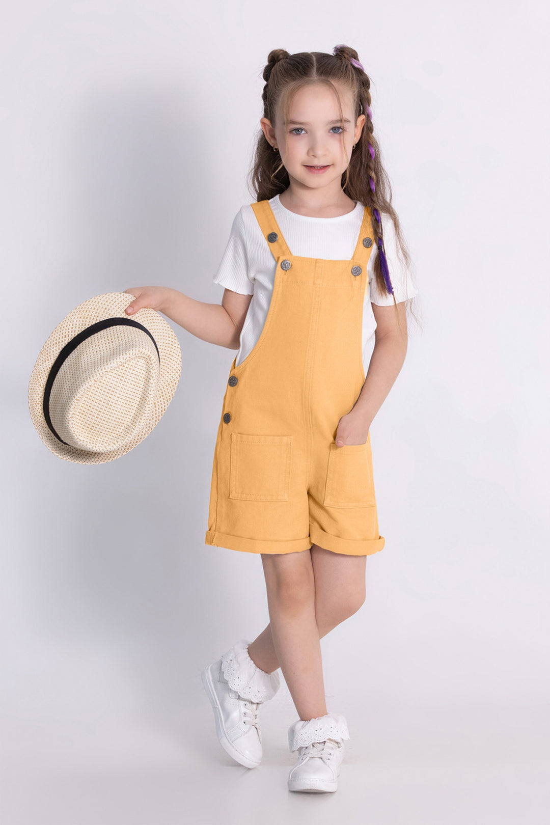 Kız Gabardin Şortlu Tulum