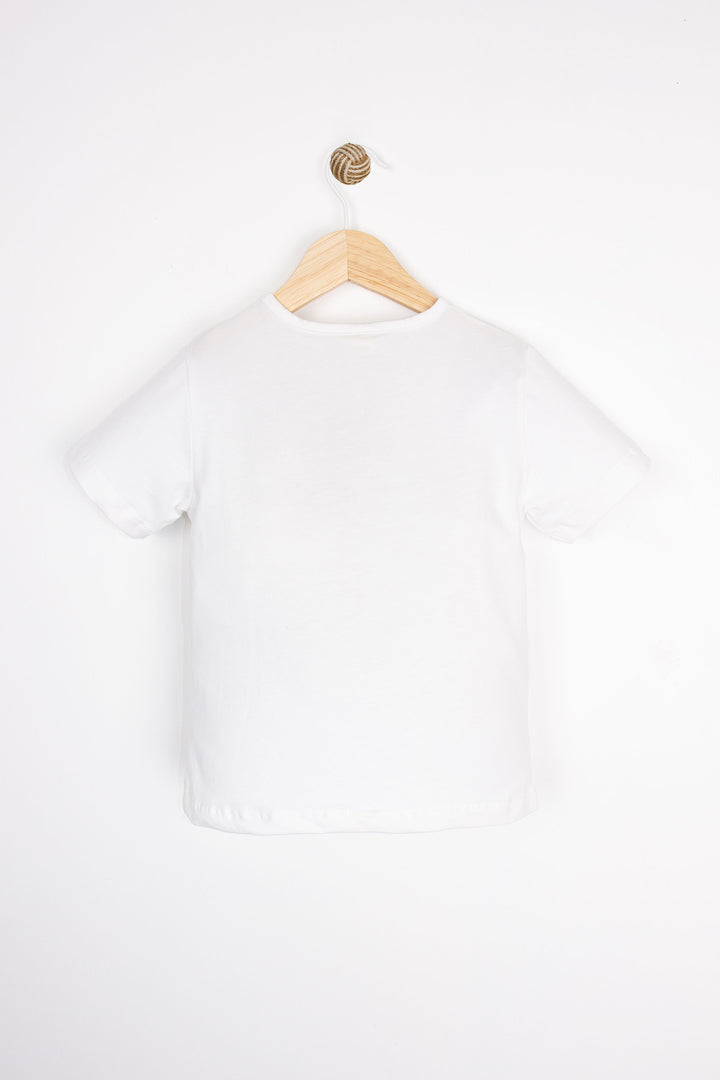 Kaplan Baskılı Kısa Kollu Yuvarlak Yaka Yarım Patlı Düğmeli Rahat Erkek Çocuk T-shirt