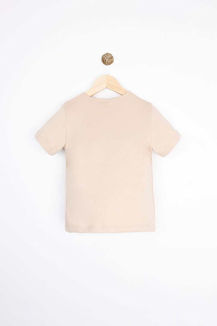 Kaplan Baskılı Kısa Kollu Yuvarlak Yaka Yarım Patlı Düğmeli Rahat Erkek Çocuk T-shirt