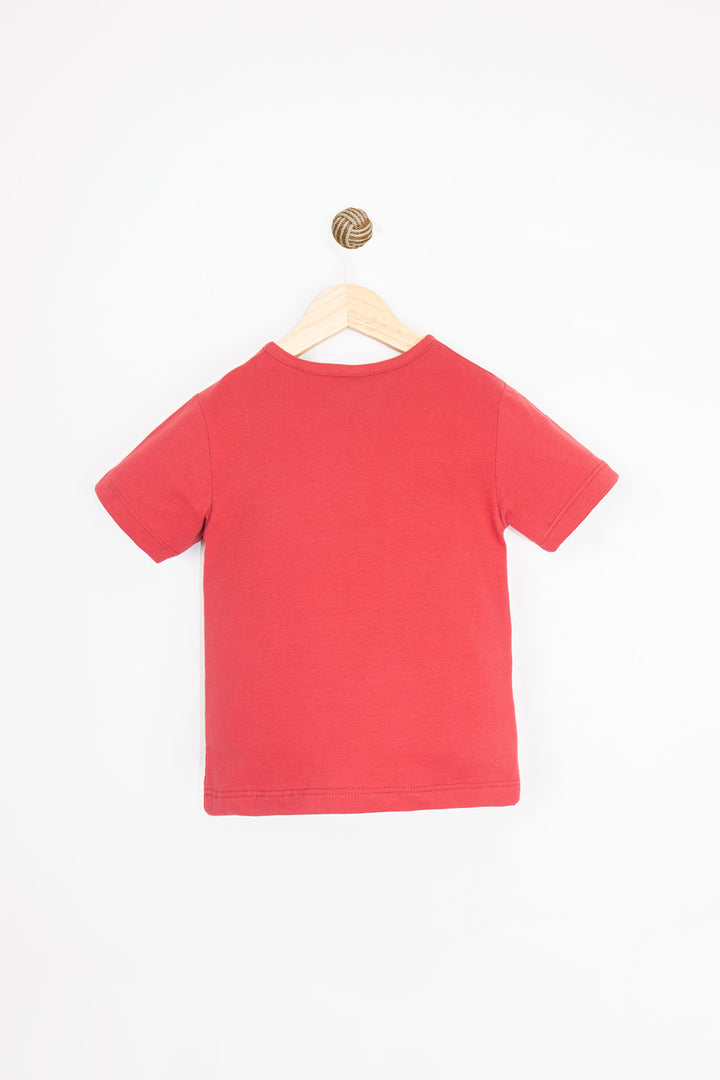 Kaplan Baskılı Kısa Kollu Yuvarlak Yaka Yarım Patlı Düğmeli Rahat Erkek Çocuk T-shirt