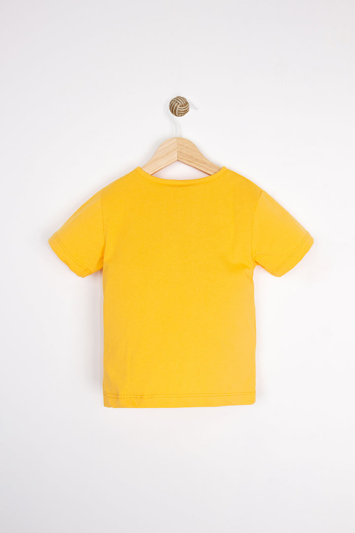 Kaplan Baskılı Kısa Kollu Yuvarlak Yaka Yarım Patlı Düğmeli Rahat Erkek Çocuk T-shirt
