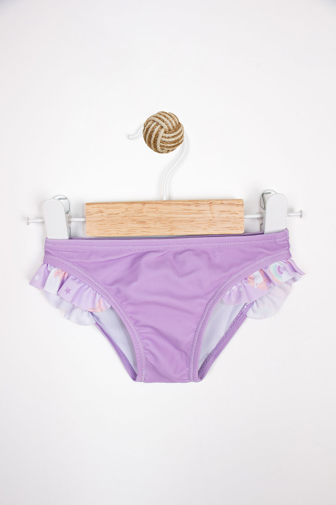 Gökkuşağı ve Yıldız Desenli Fırfırlı Yazlık Bikini Altı Yumuşak Esnek Kız Bebek Mayo