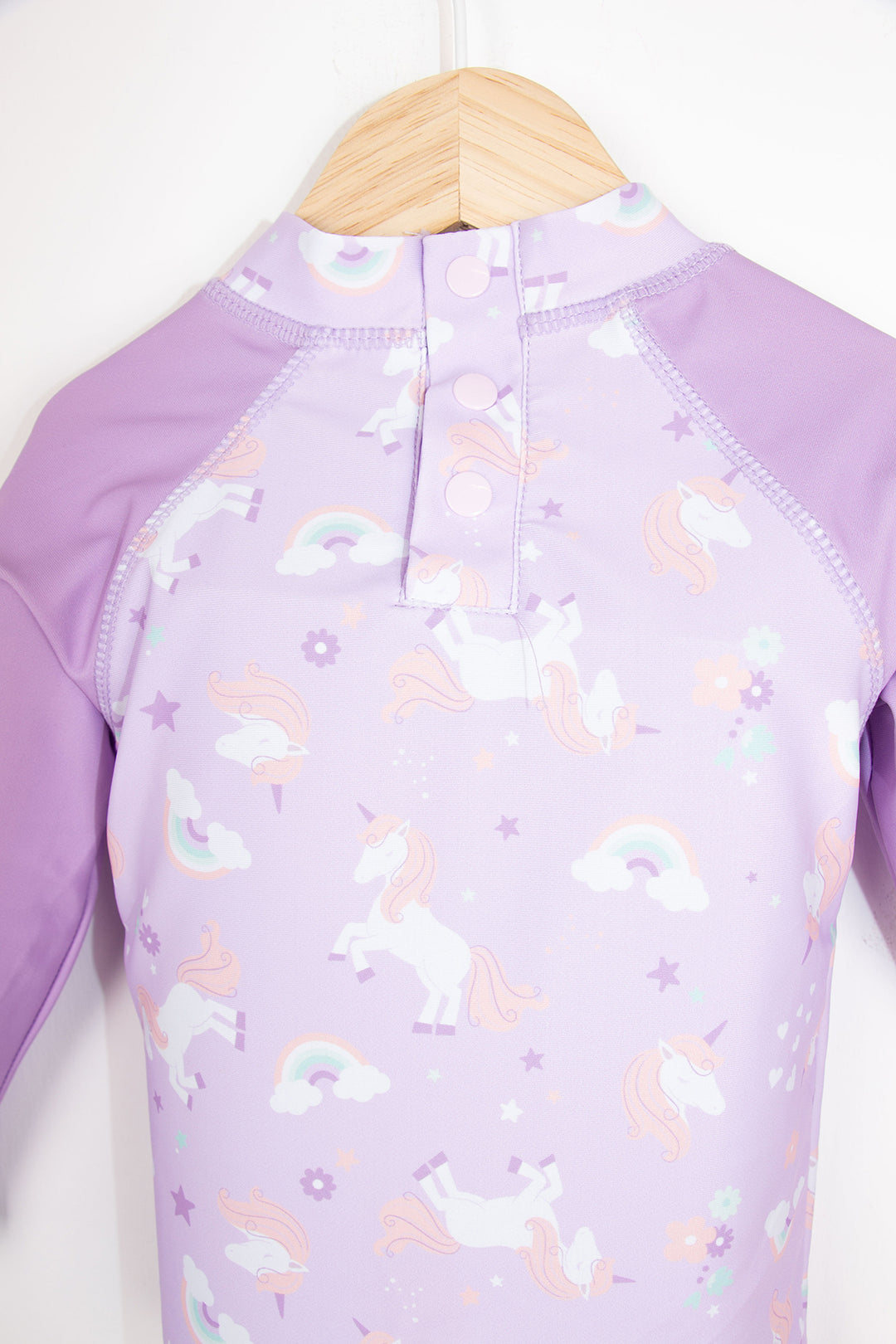 Uzun Kollu Unicorn ve Gökkuşağı Desenli Yumuşak Esnek Deniz ve Havuz Kız Bebek Mayo