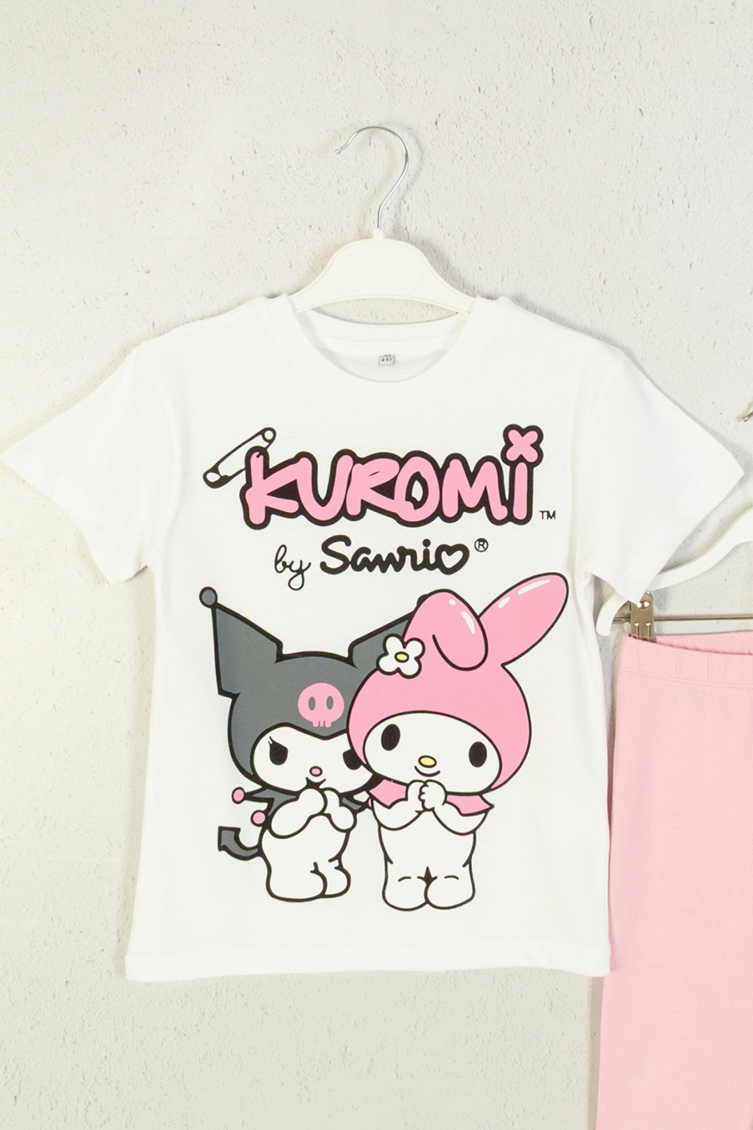 Kuromi by Sanrio Sevimli Karakter Baskılı T-shirt ve Esnek Tayt 2'li Set Kız Çocuk Takım
