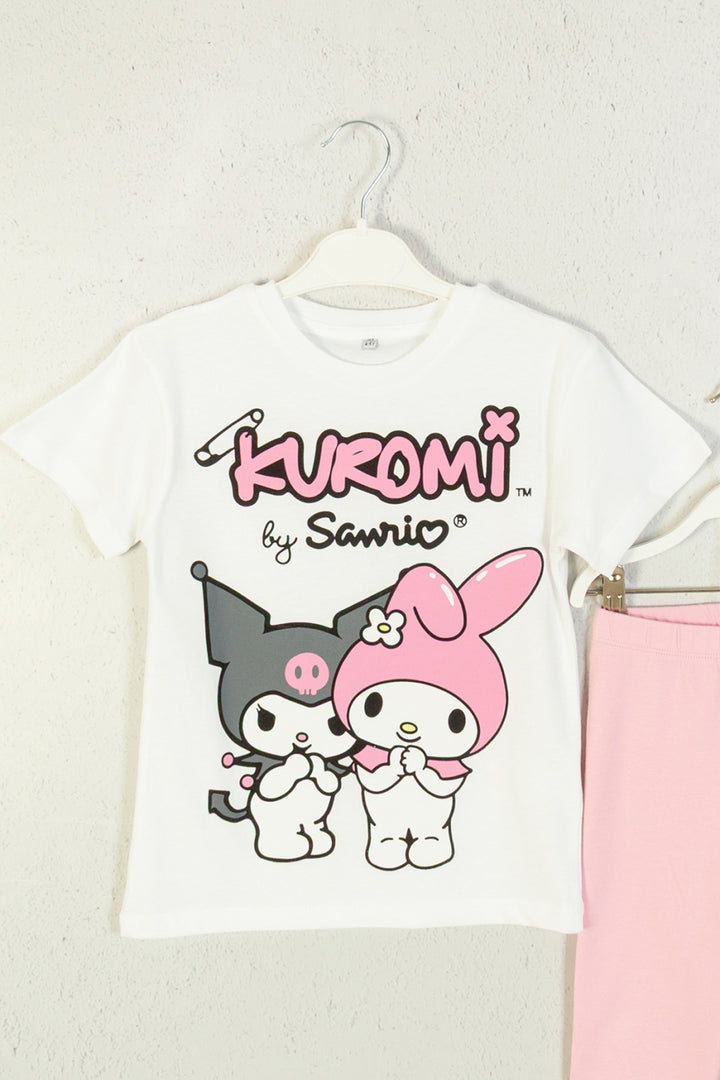 Kuromi by Sanrio Sevimli Karakter Baskılı T-shirt ve Esnek Tayt 2'li Set Kız Çocuk Takım