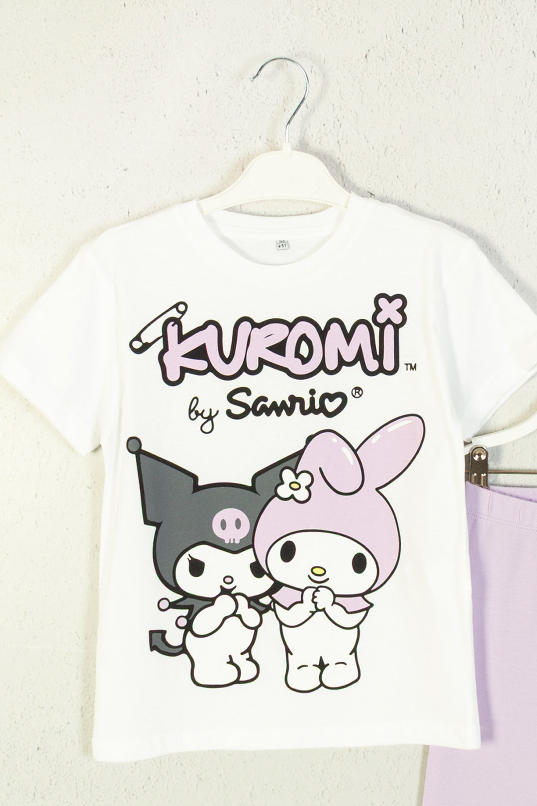 Kuromi by Sanrio Sevimli Karakter Baskılı T-shirt ve Esnek Tayt 2'li Set Kız Çocuk Takım