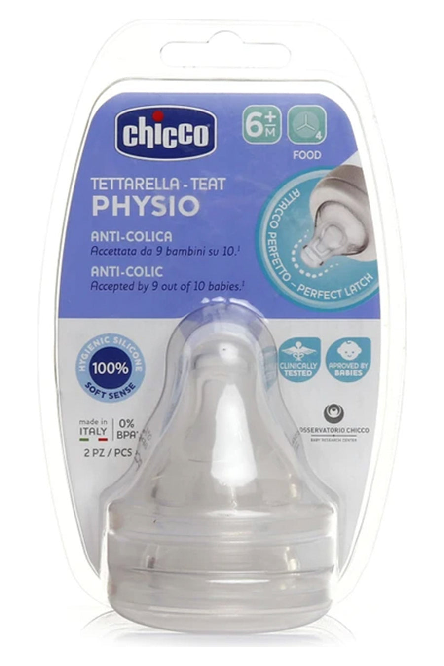 Chicco Physio 6 Ay Anti Kolik Biberon Ucu 2’li Yumuşak Silikon Biberon Emziği