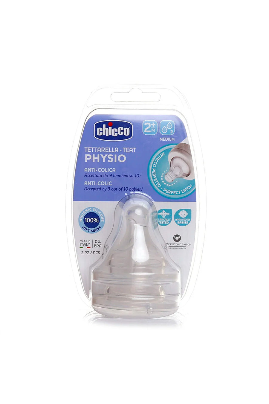 Chicco Physio 2 Ay Orta Akış Anti Kolik Biberon Ucu 2’li Yumuşak Silikon Biberon Emziği