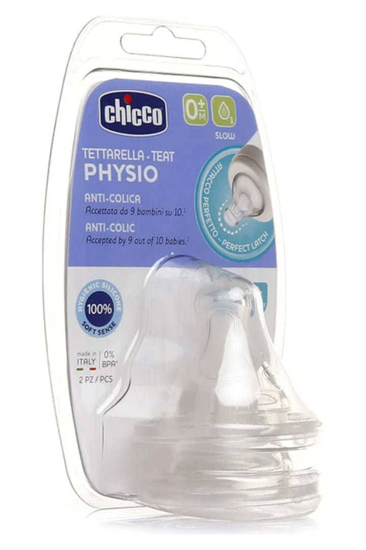 Chicco Physio 0 Ay Yavaş Akış Anti Kolik Biberon Ucu 2’li  Silikon Biberon Emziği