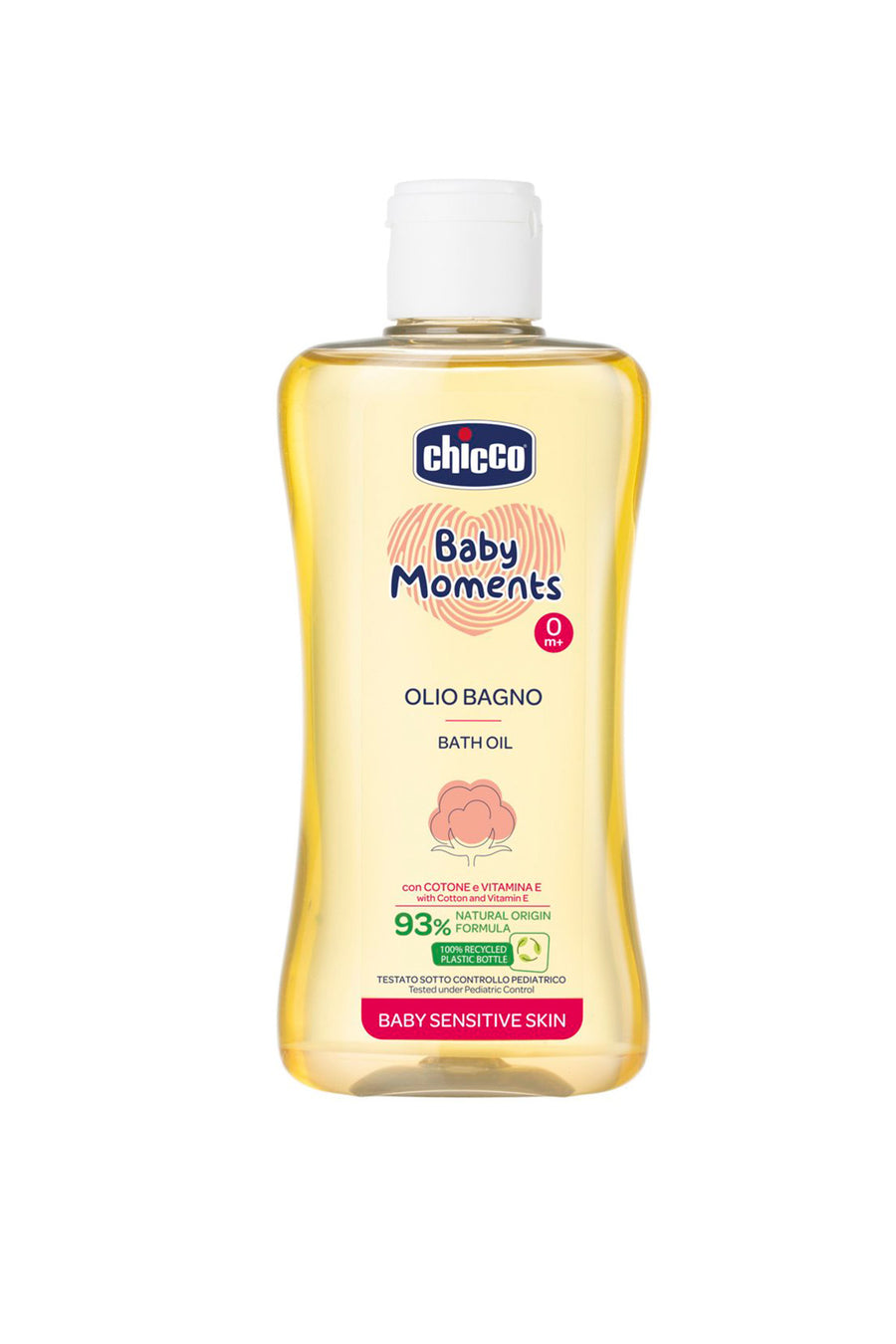 Chicco Baby Moments 200 ml Hassas Ciltler İçin Pamuk Özlü E Vitaminli Doğal Bebe Yağı