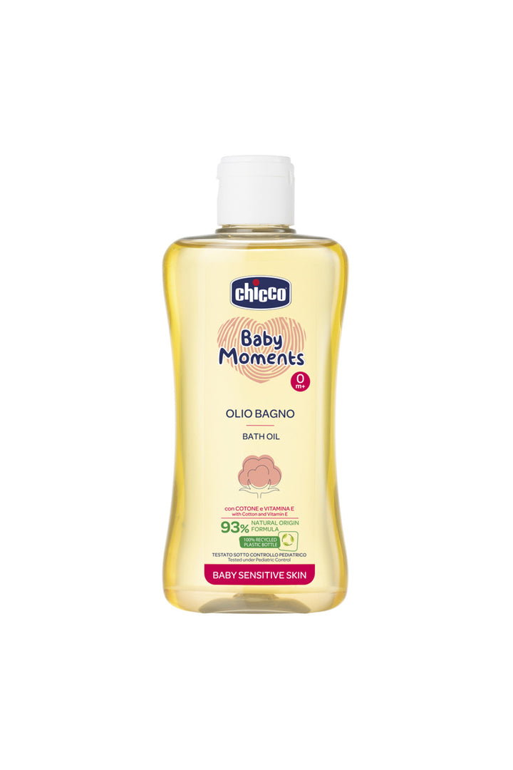 Chicco Baby Moments 200 ml Hassas Ciltler İçin Pamuk Özlü E Vitaminli Doğal Bebe Yağı
