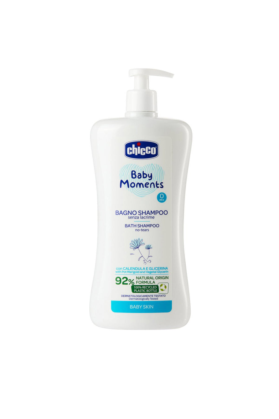 Chicco Baby Moments Göz Yakmayan 750 ml %92 Doğal  Bitkisel Gliserin Özlü Şampuan