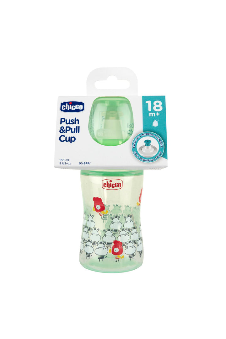 Chicco Push Pull Cup 18 Ay+ 150 ml Yumuşak Uçlu Akıtmaz Kapaklı Desenli Bardak