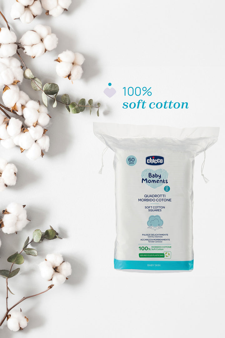 Chicco Baby Moments Yumuşak 60'lı Paket %100 Saf 0 Ay +Yeni Doğanlar İçin Pamuk