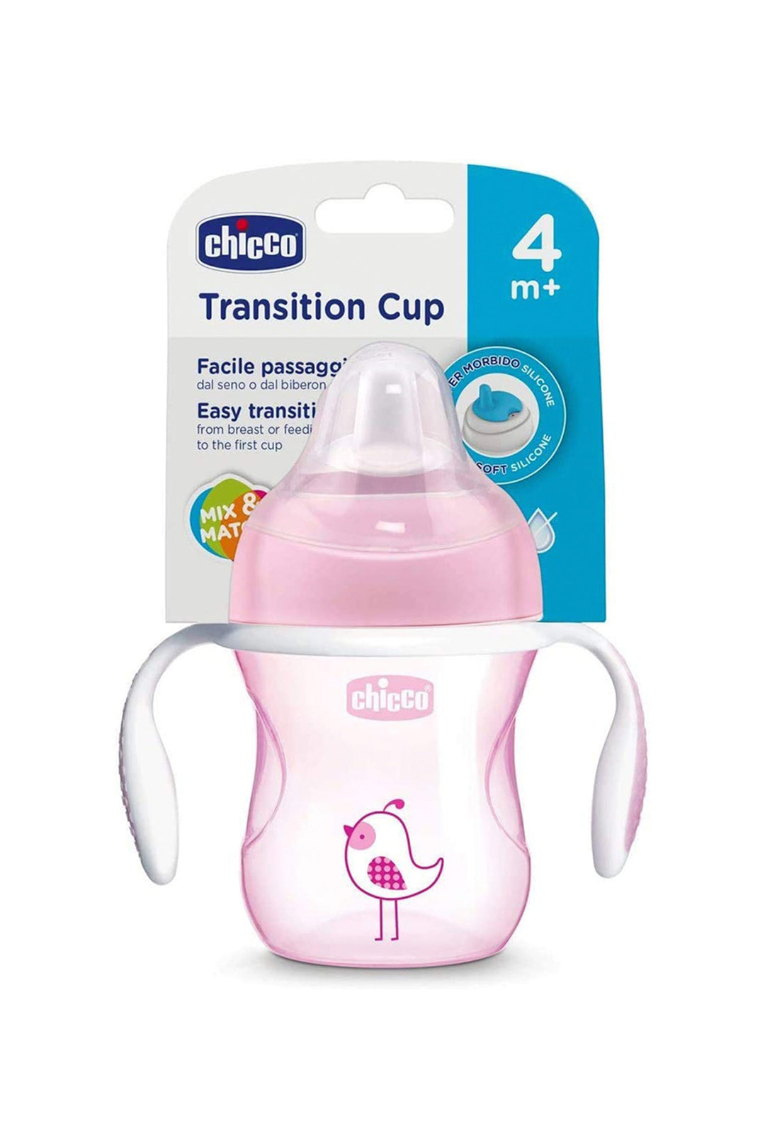 Chicco Yumuşak Silikon Uçlu Ergonomik Kulplu 200 ml 4 Ay+ Eğitim Geçiş Bardağı
