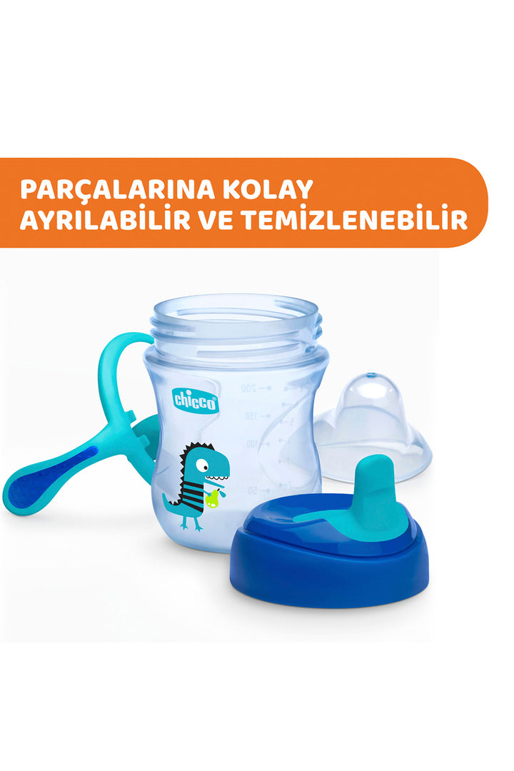 Chicco 6 Ay 200 ml Çift Saplı Damlatmaz Silikon Uçlu BPA İçermez  Desenli Bardak Biberon