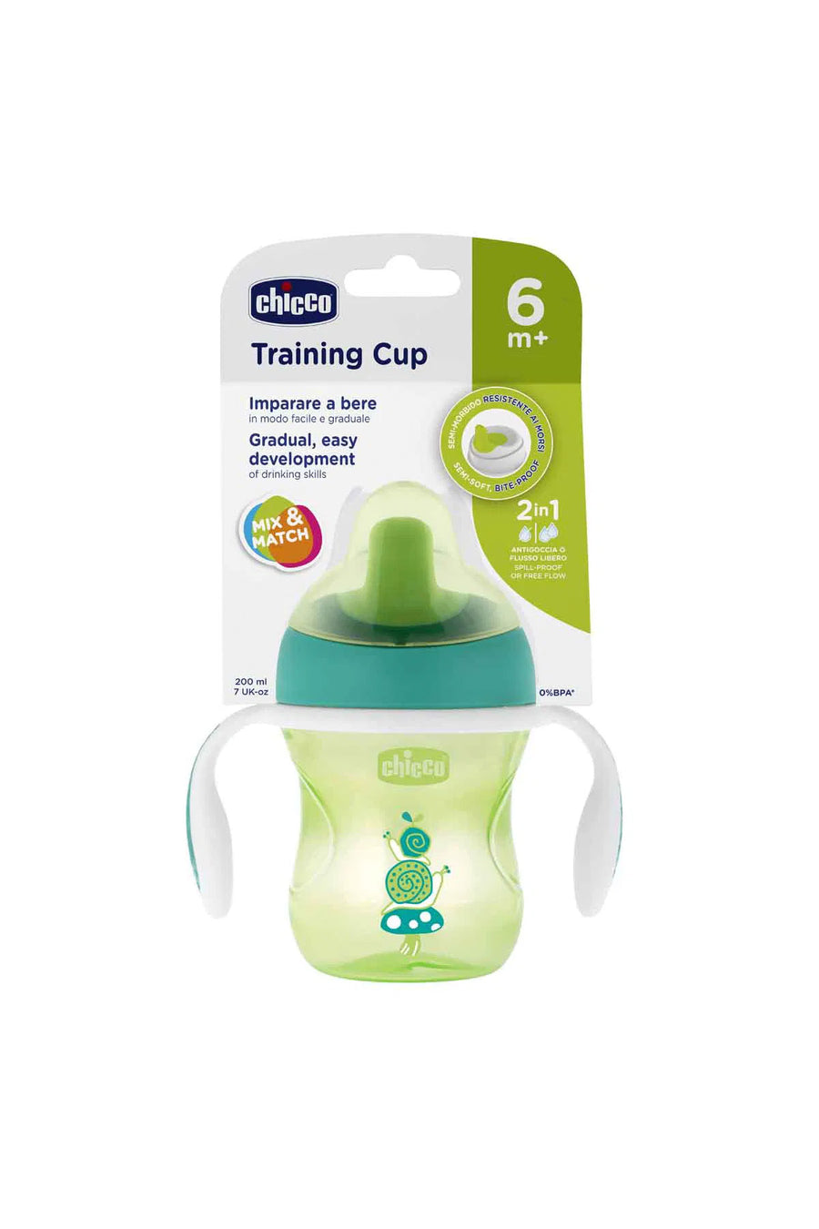 Chicco 6 Ay 200 ml Damlatmaz Silikon Uçlu Çift Saplı BPA İçermez Desenli Bardak Biberon