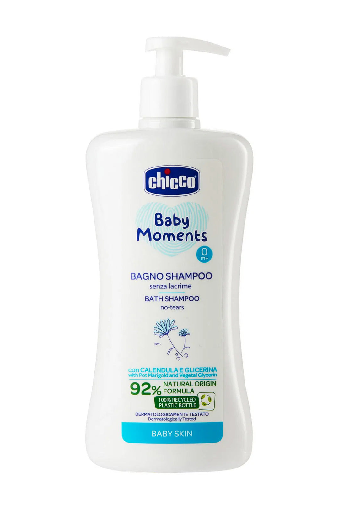 Chicco Baby Moments 500 ml 0 Ay+ Göz Yakmayan %92 Doğal Bitkisel Gliserin Şampuan