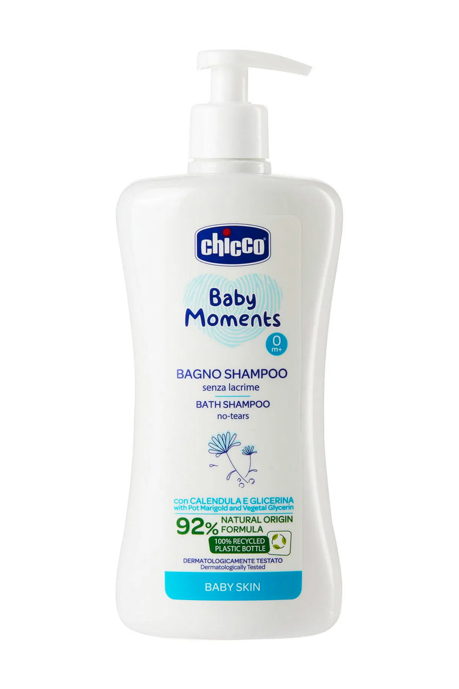 Chicco Baby Moments 500 ml 0 Ay+ Göz Yakmayan %92 Doğal Bitkisel Gliserin Şampuan