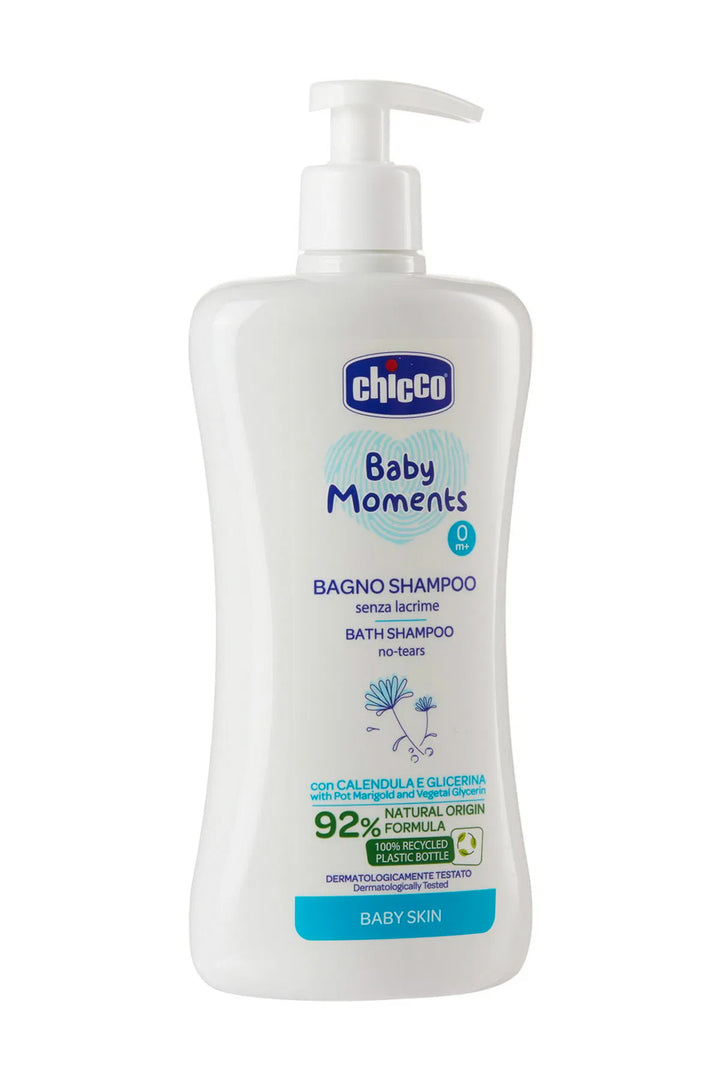 Chicco Baby Moments 500 ml 0 Ay+ Göz Yakmayan %92 Doğal Bitkisel Gliserin Şampuan