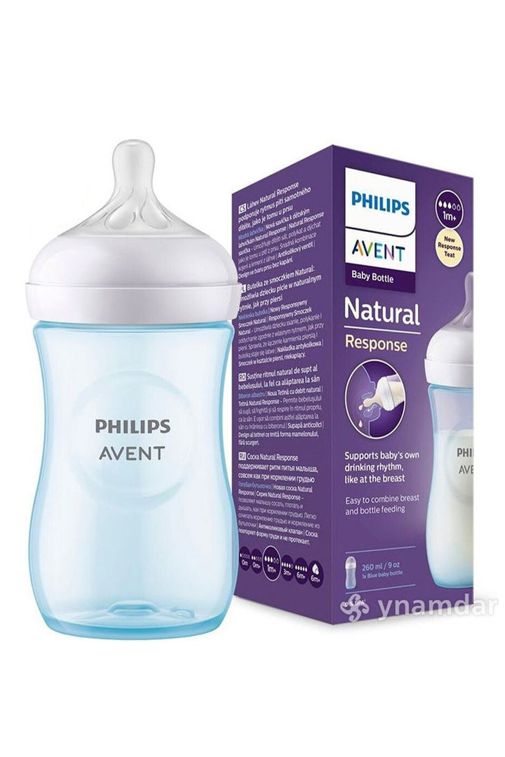 Avent Doğal Tepkili 260 ml 1+Ay Mavi 6 260 ml Antikolik Geniş Ağızlı BPA İçermez Biberon