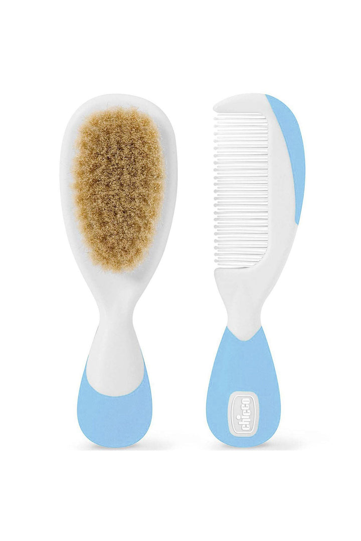 Chicco Baby Moments 0 Ay+ Bebek Doğal Kıl Yumuşak Kaymaz Saplı Saç Fırça ve Tarak Seti